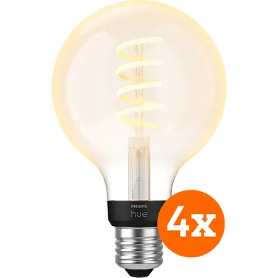 Philips Hue Filamentlampe White Ambiance Globe E27 4er-Pack