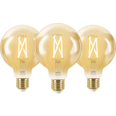 WiZ Smart-Filamentlampe Globe 3er-Pack - Warm- bis kaltweißes Licht - E27