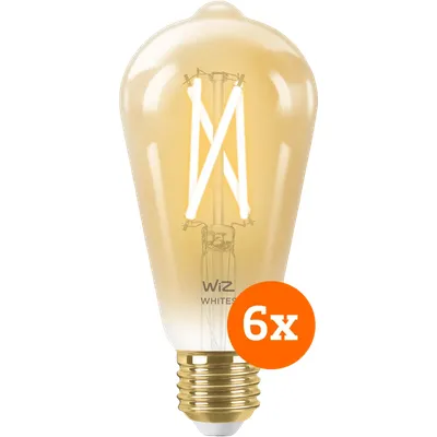 WiZ Smarte Filamentlampe Edison 6er-Pack - Warm- bis kaltweißes Licht - E27