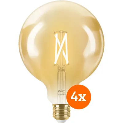 WiZ Smarte Filamentlampe Globe XL 4er-Pack - Warm- bis kaltweißes Licht - E27