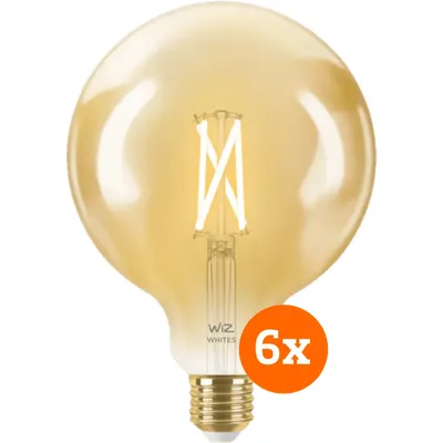 WiZ Smarte Filamentlampe Globe XL 6er-Pack - Warm- bis kaltweißes Licht - E27