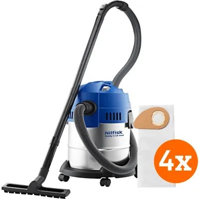 Nilfisk Buddy II 18 Inox + Nilfisk Staubsaugerbeutel für Buddy II (4x)