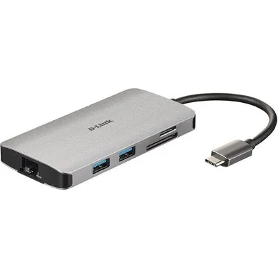 D-Link 8-In-1 USB-C Hub (DUB-M810) [3x USB 3.0, 1x HDMI, 1x USB-Typ C/Thunderbolt 3, 1x Gigabit LAN, Dual-Slot Kartenleser]