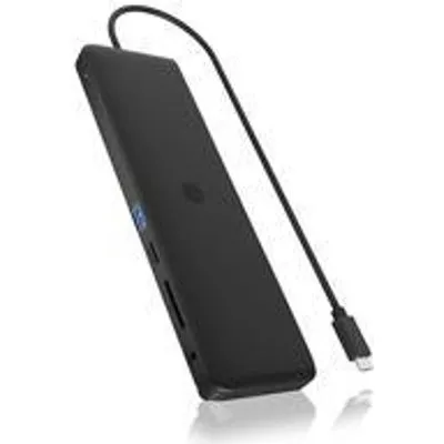 Icy Box USB Type-C DockingStation mit dreifacher Videoausgabe 4x USB-A-, 1x USB-C-PD-, 1x RJ45 Netzwerk-Anschluss, microSD- und SD-Kartenschacht, Audi