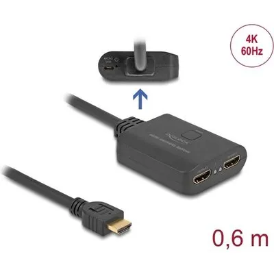 Delock HDMI Splitter 1 x HDMI in zu 2 x HDMI out 4K 60 Hz - mit Downscaler
