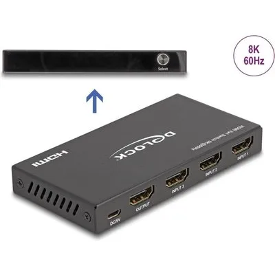 Delock HDMI Switch 3 x HDMI in zu 1 x HDMI out 8K 60 Hz