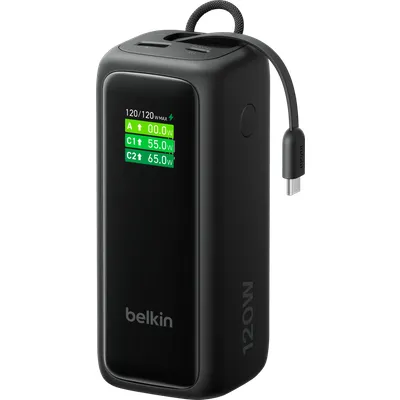 Belkin Powerbank 22.000 mAh mit Schnellladefunktion 120 Watt Schwarz