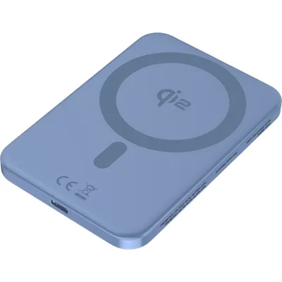 BlueBuilt Wireless Powerbank mit Qi2 und MagSafe 5.000 mAh mit Schnellladen 20 Watt Blau