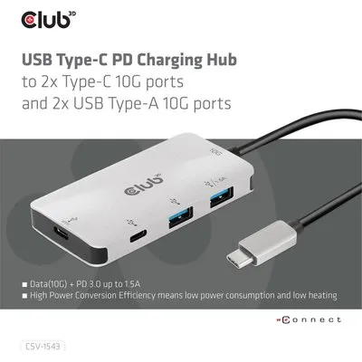 Club 3D CSV-1543 - Hub - 2 x USB 3,1 Gen 2 + 2 x USB-C 3,1 Gen 2 - Desktop (CSV-1543)