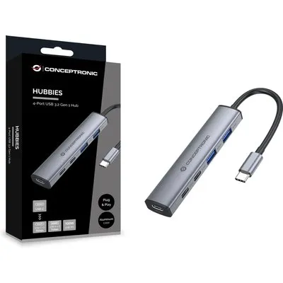 CONCEPTRONIC 4-1 Dock USB-C->2xUSB-C/2xUSB-A/100WPD gr (HUBBIES22G)