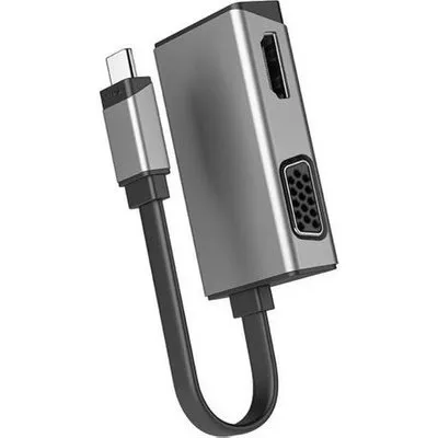 ALOGIC MagForce Duo Play - Videoadapter - 24 pin USB-C männlich zu HD-15 (VGA), HDMI weiblich - 7.5 cm - Space-grau - unterstützt 4K 60 Hz (4096 x 2160), 1920 x 1200 (WUXGA) Support 60 Hz (VGA) (ULCVGHD-SGR)