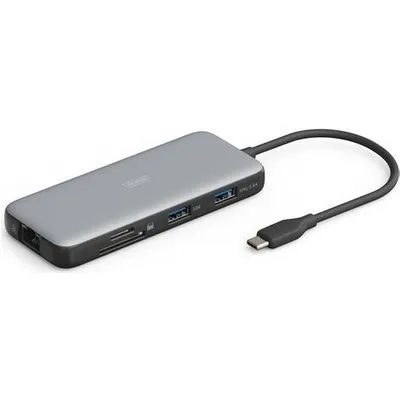 DIGITUS Docking USB-C->HDMI,USB3.2,RJ45,SD,MicroSD,PD Alu si (DA-70914)