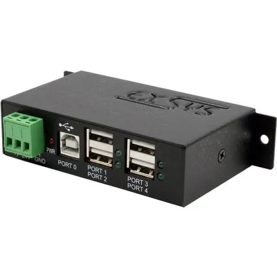 EXSYS GmbH 4-Port USB 2.0 Metall-HUB, 15KV ESD Schutz, DIN-Rail Kit (EX-1163HMS)