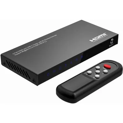 MicroConnect 8Ka60Hz USB-C and HDMI Switch 4x1 HDCP 2.3 w/Remote - USB Typ C (MC-USBCHDMISWITCH0401-8K)