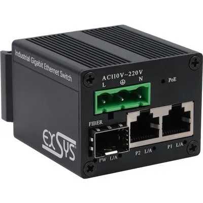 Exsys Switch 2+ Industrie SFP Micro2+ SFP PoE+ unmanaged - Switch - 1 Gbps (EX-62010POE-SFP)