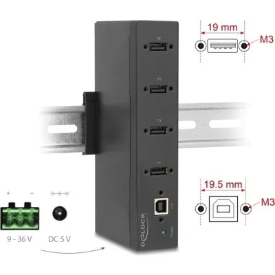 Delock Industrie Hub 4 x USB 2.0 Typ-A (60686)