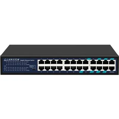 Lanview Unmanaged Full Intelligent Ethernet - Switch - 1 Gbps (LVN-1U-24PORT-1G)