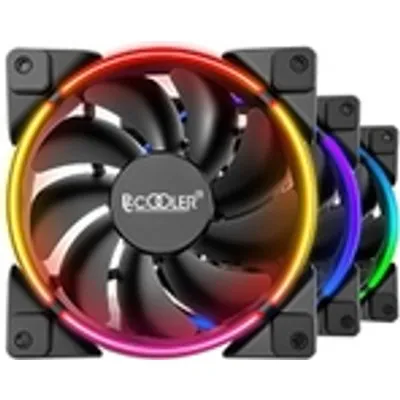 PCCOOLER 3in1 120mm Gehäuselüfter in FRGB - Ventilator - 12 cm - 1000 RPM - 2000 RPM - Schwarz - Mehrfarbig (CORONA-FRGB-3I1)