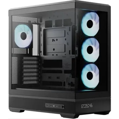 Aerocool Midi-Tower P500B-Digi Black ARGB, Tempered Glass, Dot-Pixel Display (ACCM-PN09143.11)