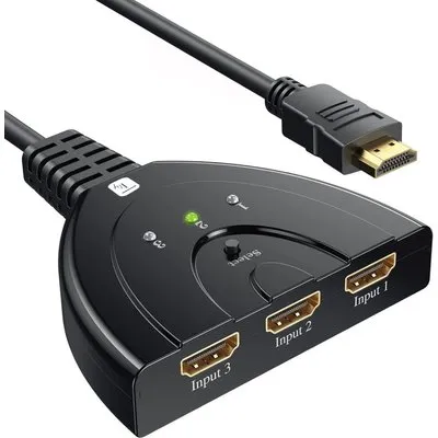 Kompakter 3-port HDMI Switch, 8K@60Hz 0,50m, schwarz, 3xIN/1xAUT Hersteller: Techly (IDATA-HDMI-3F8K)