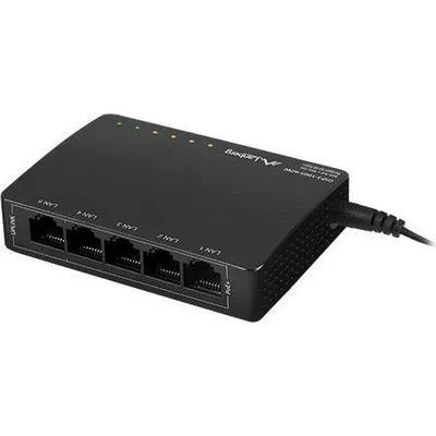 Lanberg Switch 5X 1GB DSP+ (4 DSP 30W/Port Max 60W) Desktop (DSP3-1005-60W)