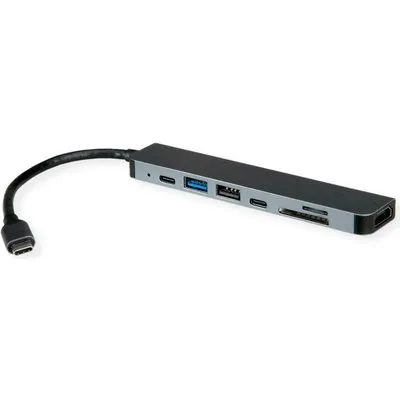 ROLINE USB-C Dock HDMI+ 2xA+1xC 1xTF/SD+1xC PD 4K60 - Digital/Daten - Digital/Display/Video (12.02.1122)