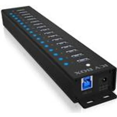 ICY BOX 17-Port Hub mit USB 3.2 Gen 1 Type-A Anschluss - USB 3.2 Gen 1 (3.1 Gen 1) Type-A - USB 3.2 Gen 1 (3.1 Gen 1) Type-A - USB Typ-B - 5000 Mbit/s - Schwarz - China - Gleichstrom (IB-HUB1717-U3)