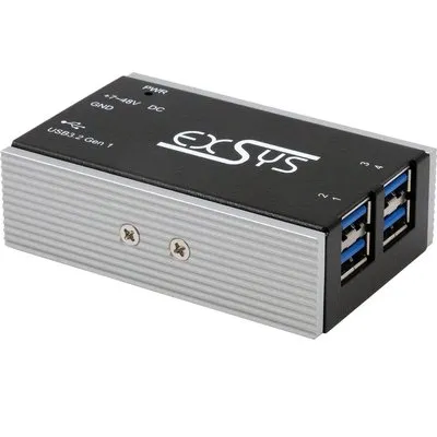 EXSYS GmbH Kleinster 4-Port USB 3.2 Gen 1 Metall HUB, 15KV ESD Schutz, -40°C bis +85°C (EX-1181HMS-WT)