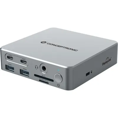 Conceptronic DONN25G 15-in-1 DisplayLink USB 3.2 Gen 2 Dockingstation - 4K60Hz Triple-Display - HDMI x 2 - DisplayPort - USB-C 10 Gbit/s x 2 - USB-A 10 Gbit/s x 2 - USB-A 5 Gbit/s x 2 - SD - TF/MicroSD - GbE - Audio - DC-Eingang - Sicherheitssteckplatz - PD 3,0 (DONN25G)