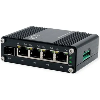 EXSYS GmbH Mini 5-Port Ethernet PoE+ Switch - 4*10/100/1000Tx + 1*100/1000Fx SFP (EX-62020POE-SFP)