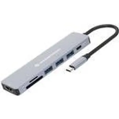 CONCEPTRONIC Dock USB-C-> 7-in-1 HDMI,USB3.0,SD,100WPD grau (DONN19G)