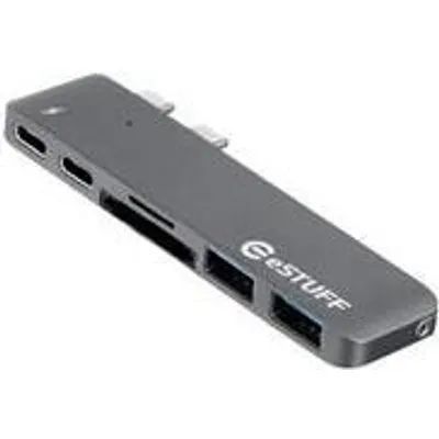 eSTUFF Allure Series Slot-in Hub Pro - Dockingstation - USB-C / Thunderbolt 3 - für Apple MacBook Pro with Touch Bar (Ende 2016, Mitte 2017) (ES84122-GREY)