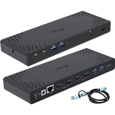 i-tec USB 3.0 / USB-C / Thunderbolt 3 Dual Display Docking Station Gen2 + Power Delivery 100W - Kabelgebunden - USB 3.2 Gen 1 (3.1 Gen 1) Type-C - 100 W - 10,100,1000 Mbit/s - Schwarz - 10 Gbit/s (CADUA4KDOCKPDL2)