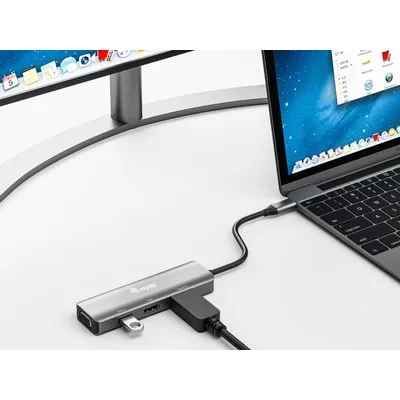 equip - Videoadapter - 24 pin USB-C männlich zu USB, HD-15 (VGA), HDMI, DisplayPort weiblich - 15cm - Silber - unterstützt 4K 60 Hz (3840 x 2160), unterstützt 1920 x 1080 bei 60 Hz (133485)