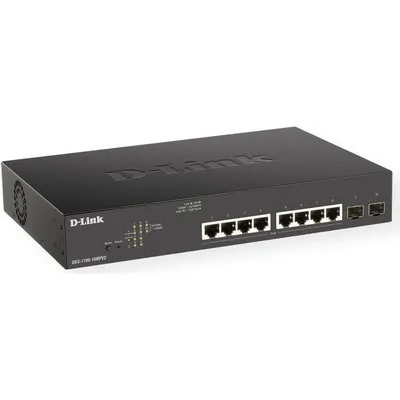 D-Link DGS 1100-10MP - V2 - Switch - Smart - 8 x 10/100/1000 (PoE) + 2 x Gigabit SFP - Desktop, an Rack montierbar - PoE (130 W)