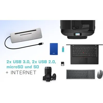 i-Tec USB-C Metal Ergonomic 4K 3x Display Docking Station + Power Delivery - Dockingstation - USB-C / Thunderbolt 3 - VGA, HDMI, DP - GigE (C31FLATDOCKPDPRO)
