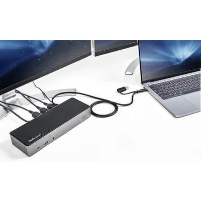 StarTech.com USB-C & USB-A Dock - Hybrid Universal Triple Monitor Laptop Docking Station DisplayPort & HDMI 4K 60Hz - 85W Power Delivery, 6x USB Hub, GbE, Audio - USB 3.1 Gen 2 10Gbps - Dockingstation - USB-C - 3 x HDMI, 3 x DP - GigE - 85 Watt