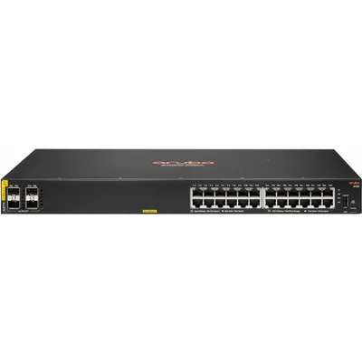 HPE Aruba Networking 6100 24G Class4 PoE 4SFP+ - Switch - L3 - managed - 24 x 10/100/1000 (PoE+) + 4 x 1 Gigabit / 10 Gigabit SFP+ - Seite-zu-Seite-Luftstrom - an Rack montierbar - PoE+ (370 W)