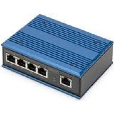 DIGITUS Industrial - Switch - unmanaged - 4 x 10/100/1000Base-TX (PoE+) + 1 x 10/100/1000Base-TX (uplink) - Desktop, an DIN-Schiene montierbar - PoE+ (DN-651120)
