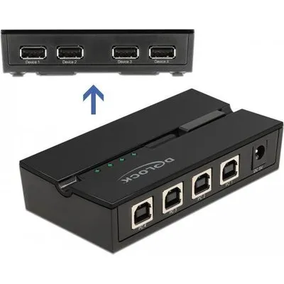 Delock - USB-Umschalter für die gemeinsame Nutzung von Peripheriegeräten - 4 x USB2.0 - Desktop (11494)