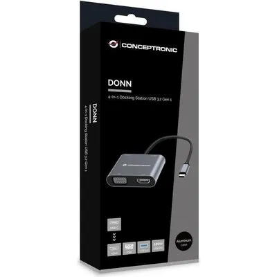 Conceptronic DONN16G Notebook-Dockingstation & Portreplikator Kabelgebunden USB 3.2 Gen 1 (3.1 Gen 1) Type-C Grau (DONN 16G)