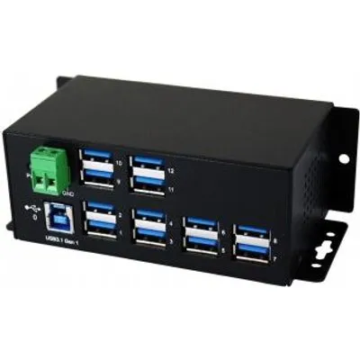 Exsys EX-1112HMS - Hub - 12 x USB 3,1 Gen 1 - an DIN-Schiene montierbar - Gleichstrom (EX-1112HMS)