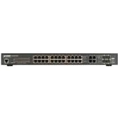PLANET GS-4210-24P4C - Switch - managed - 24 x 10/100/1000 (PoE+) + 4 x Kombi-Gigabit-SFP - Desktop, an Rack montierbar - PoE+ (220 W) (GS-4210-24P4C)