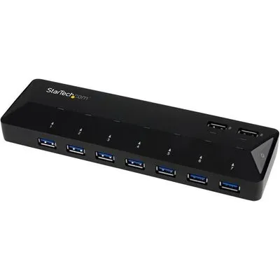 StarTech.com 7-Port USB3.0 Hub plus Dedicated Charging Ports - 2 x 2,4A Ports - USB-Umschalter für die gemeinsame Nutzung von Peripheriegeräten - 7 x SuperSpeed USB3.0 - Desktop (ST93007U2C)
