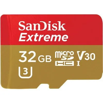 MicroSDHC Extreme 32GB SanDisk Speicherkarte mit Adapter, Kapazität: 32GB (SDSQXAF-032G-GN6MA)