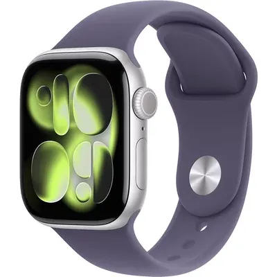 RP// Apple Watch Series 11 GPS + Cellular 46mm Silber Aluminium Case mit Nebelviolett Sport Band - M/L