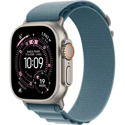 RP// Apple Watch Ultra 3 GPS + Cellular 49mm Natur Titanium Case mit Hellblau Alpine Loop Medium