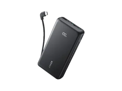 ANKER Powerbank mit USB-C Kabel (Schmal, PD), 20000 mAh Schwarz