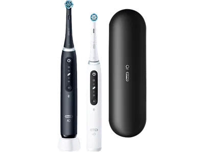 ORAL-B iO Series 5 Duopack, Reiseetui, Elektrische Zahnbürste Matt Black/Quite White, Reinigungstechnologie: Mikrovibrationen