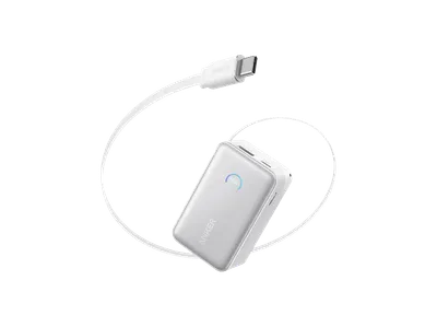 ANKER Nano (10K, 45W, Integriertes herausziehbares USB-C Kabel) Powerbank 10000 mAh White
